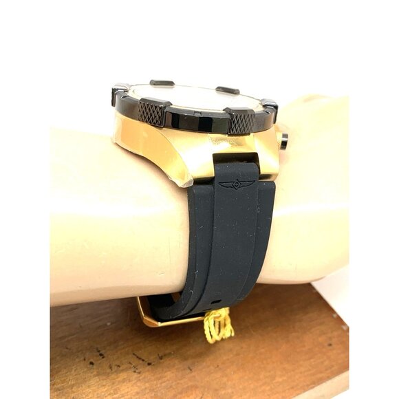 Invicta Men's Watch 28100 Aviator Quartz Gold Black Dial Chronograph Rubber Band - Picture 13 of 15